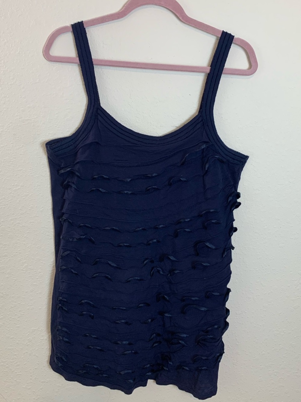 Express Navy Ruffled Front Tank Top - Picture 6 of 7